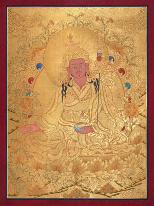 Gold Guru Rinpoche | Padmasambhava | Lotus Born | High-Quality Thangka Painting